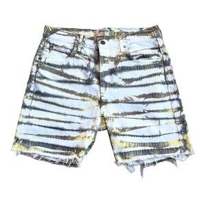 Agolde Tie Dye White, Green & Yellow Denim Rumi Short Size‎ 28